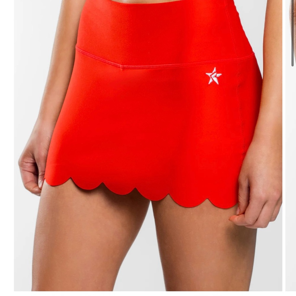 Red Athletic (Miss America Collaboration) Mini Skirt with Scalloped Hem